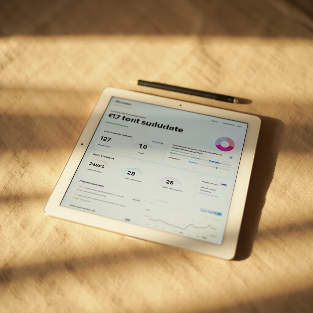 Verda telehealth patient dashboard on a tablet, photographed in soft daylight